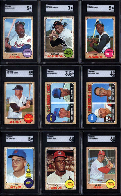 1968 Topps Baseball Set Break 598 Spot Random Card (Nolan Ryan Rookie SGC 3.5, Mickey Mantle SGC 4, Johnny Bench Rookie SGC 4, Hank Aaron SGC 5, etc!)