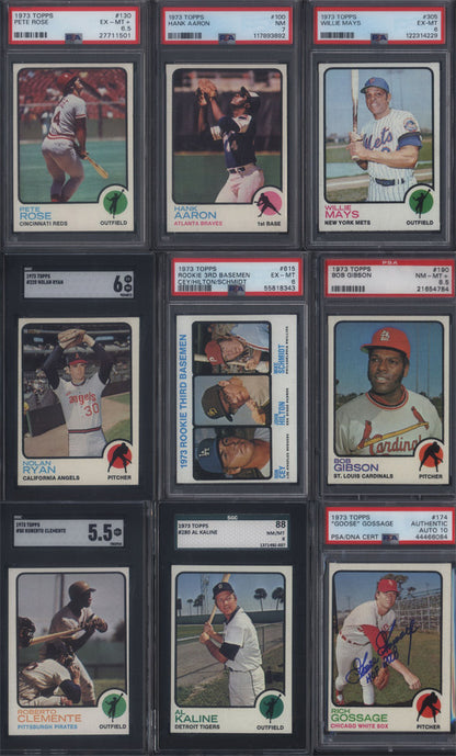 1973 Topps Baseball Set Break 660 Spot Random Card (Mike Schmidt Rookie PSA 6, Nolan Ryan SGC 6, Hank Aaron PSA 7, Al Kaline SGC 8, Bob Gibson PSA 8.5, etc!)