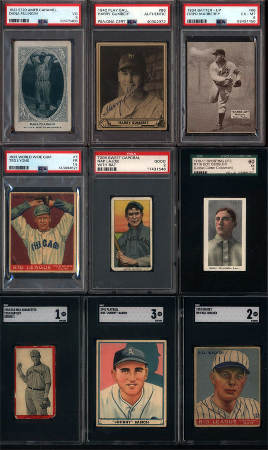 9-Card Vintage Pre-War Baseball PSA & SGC Hit Random 9 Spots
