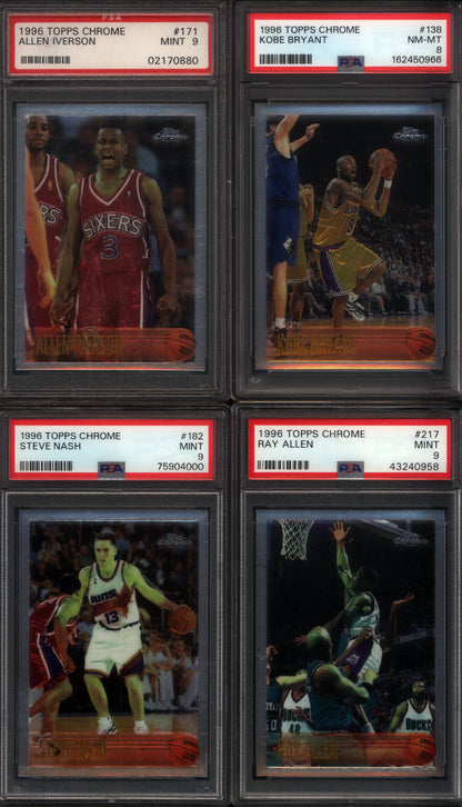 1996 Topps Chrome Basketball Set Break 220 Spot Random Card (Kobe Bryant Rookie PSA 8, Allen Iverson Rookie PSA 9, Steve Nash Rookie PSA 9, etc!)